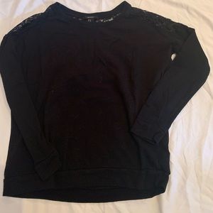 Forever 21 Black Lace Insert Jersey Sweater